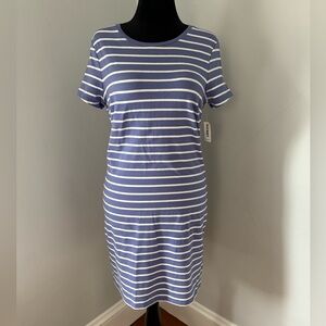 NWT Old Navy Bodycon Periwinkle - White Striped Dress - size Large.
